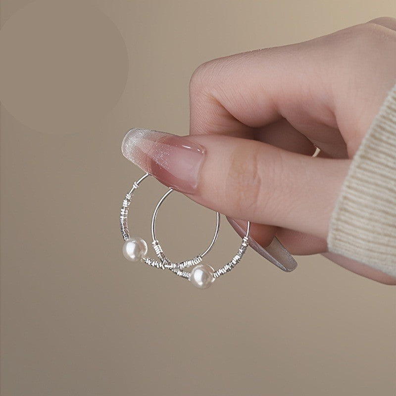 Pearl Beaded Circle Earrings