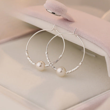 Pearl Beaded Circle Earrings