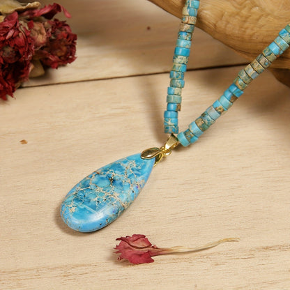 Turquoise Beaded Teardrop Necklace