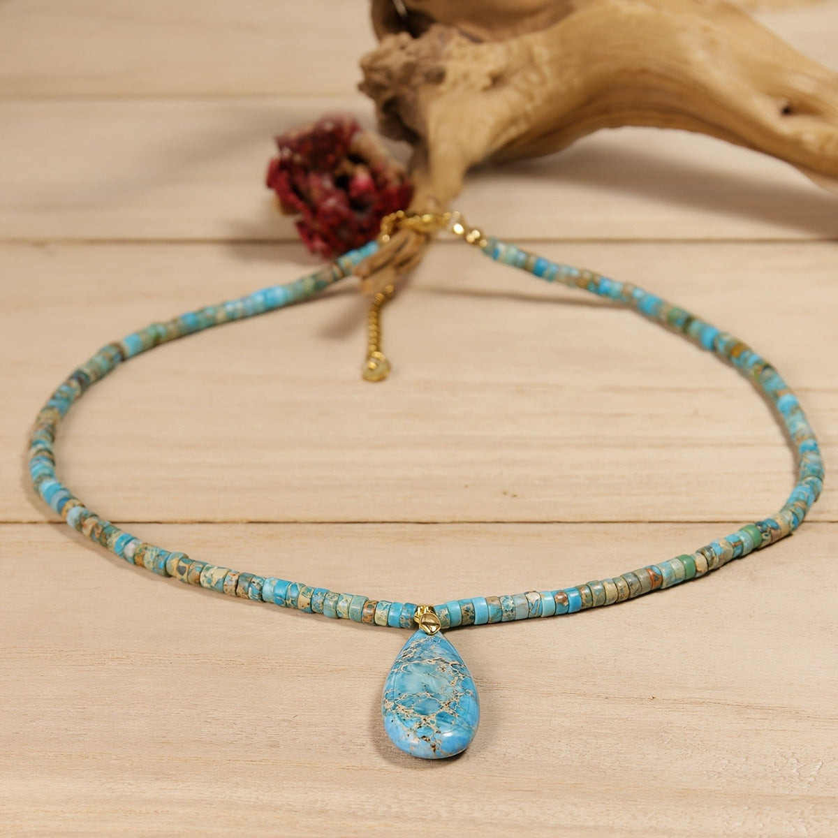 Turquoise Beaded Teardrop Necklace