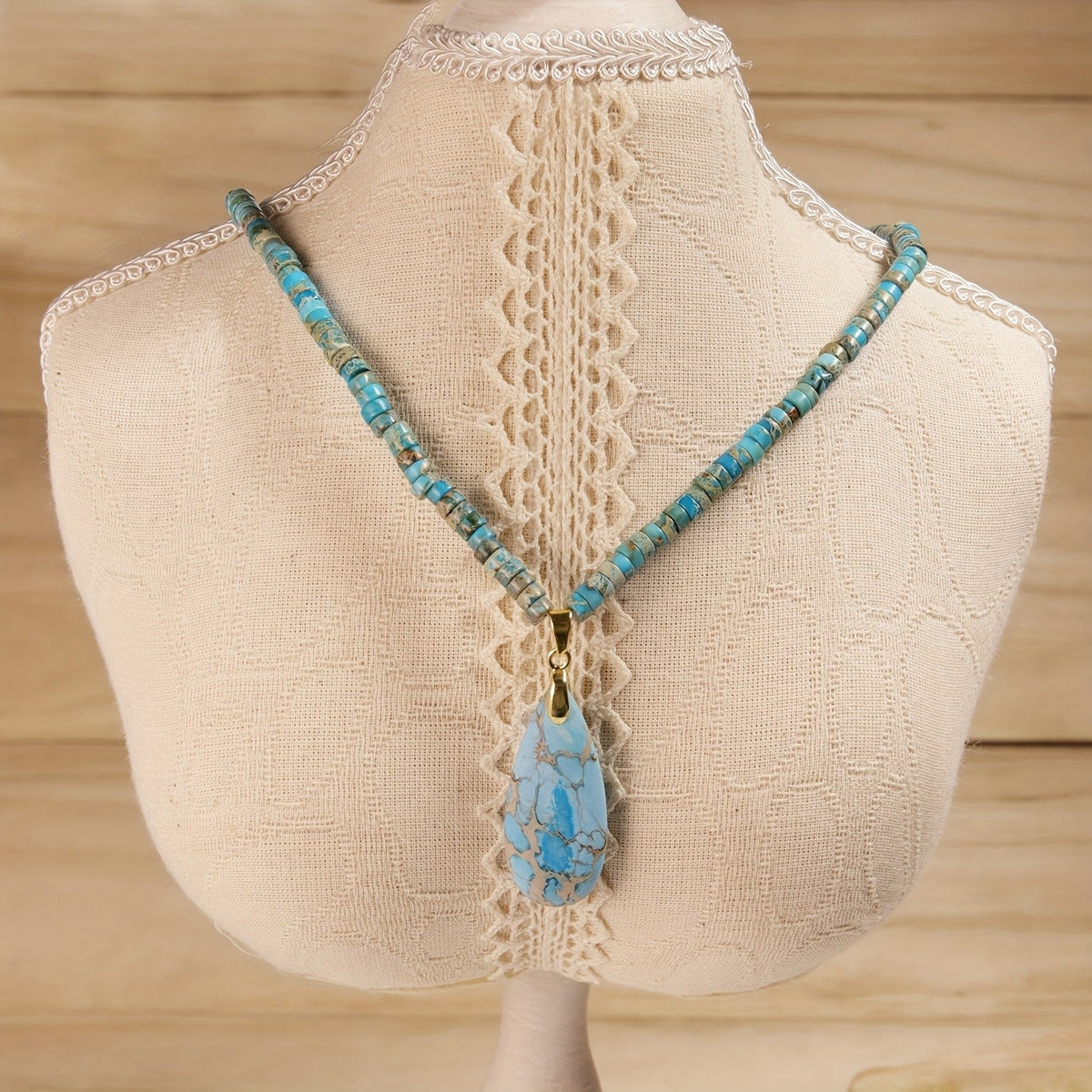 Turquoise Beaded Teardrop Necklace