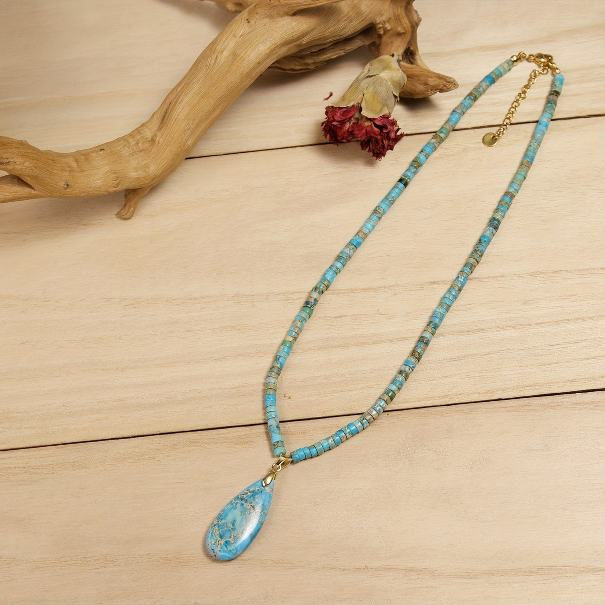 Turquoise Beaded Teardrop Necklace