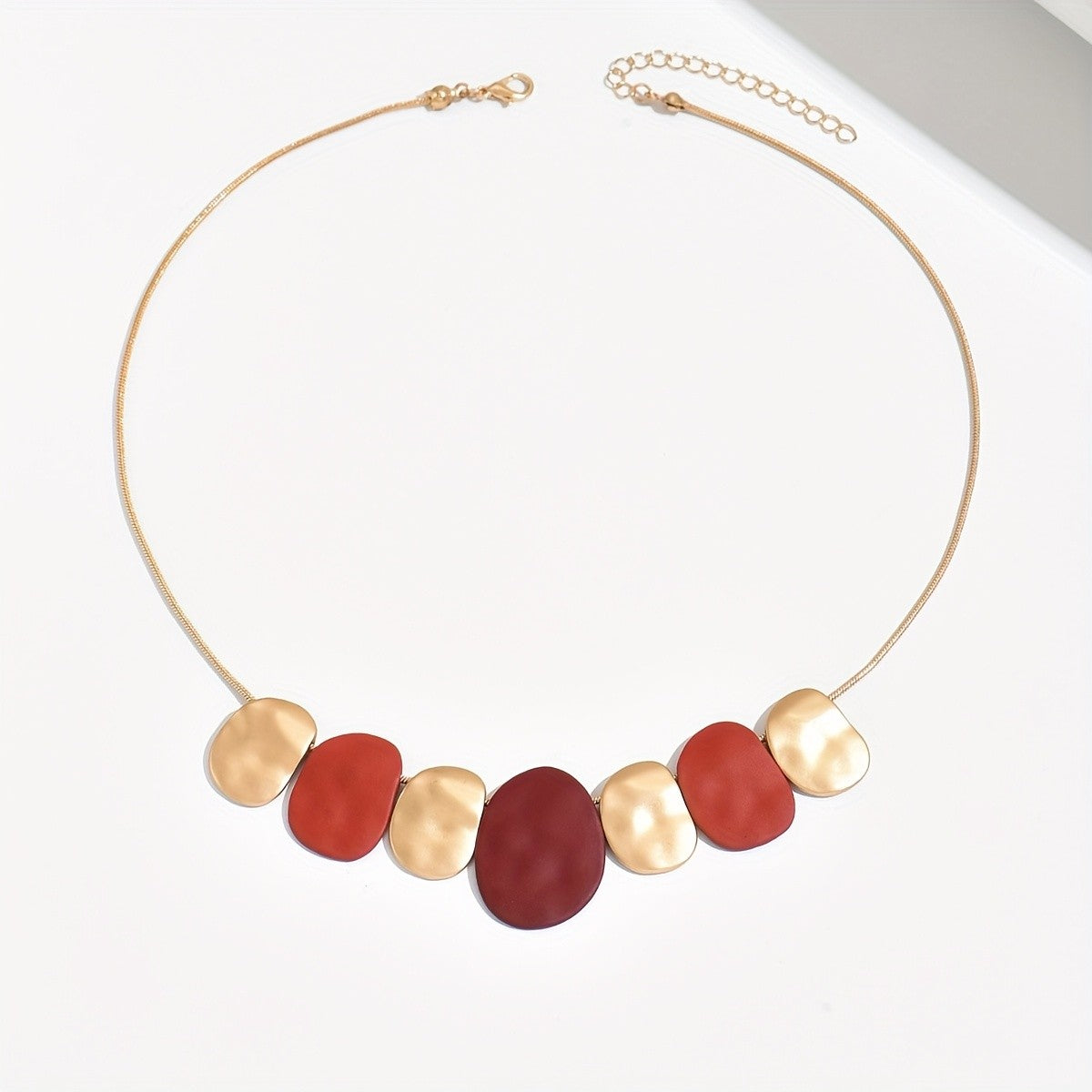 Red & Gold Oval Necklace