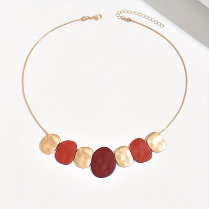 Red & Gold Oval Necklace