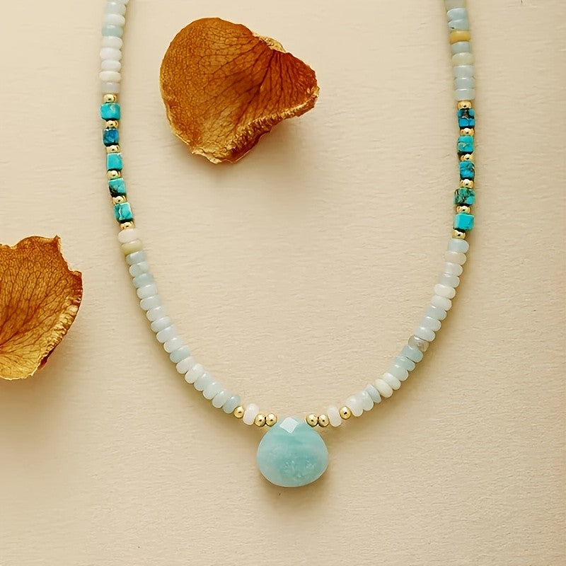 Amazonite Bead Drop Necklace
