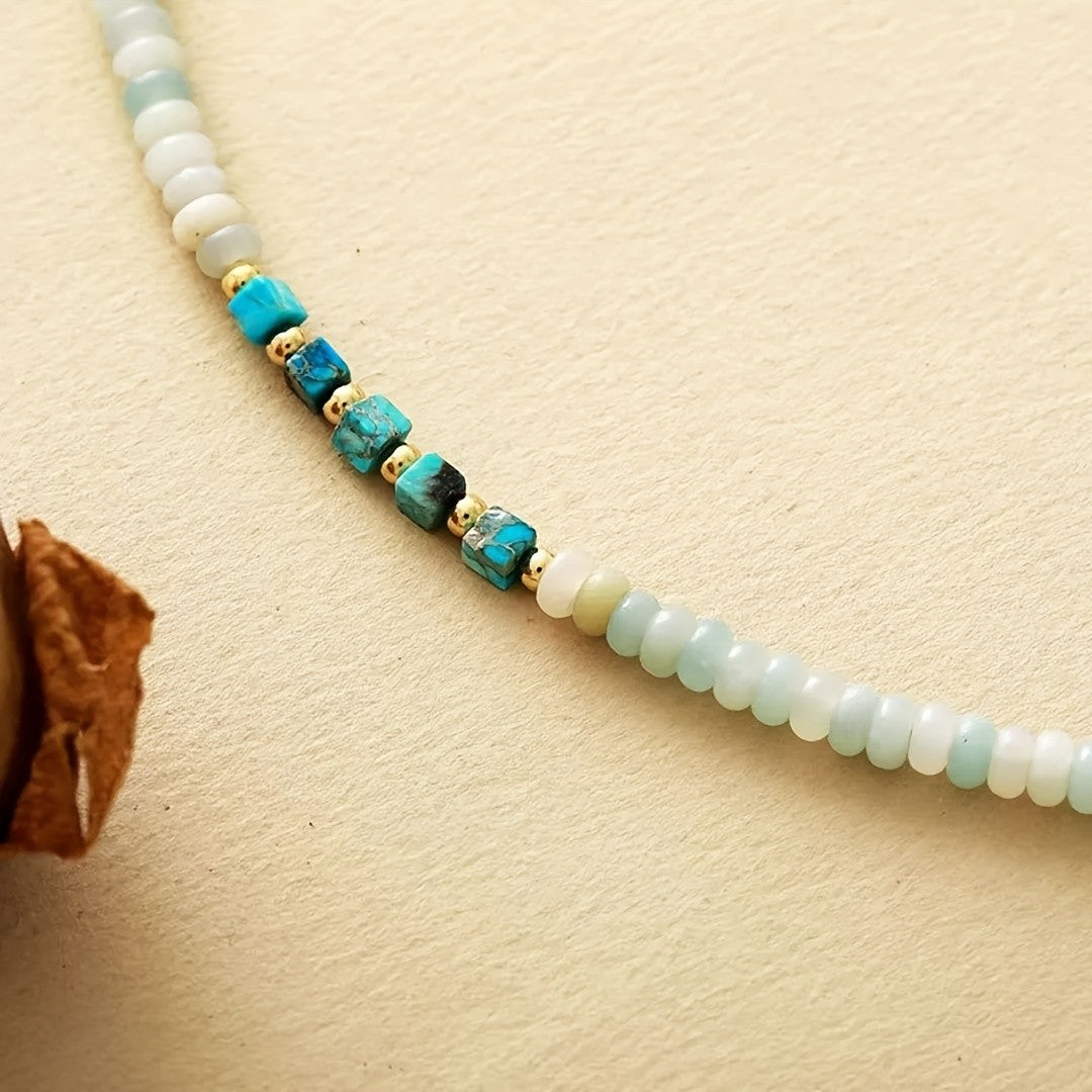 Amazonite Bead Drop Necklace