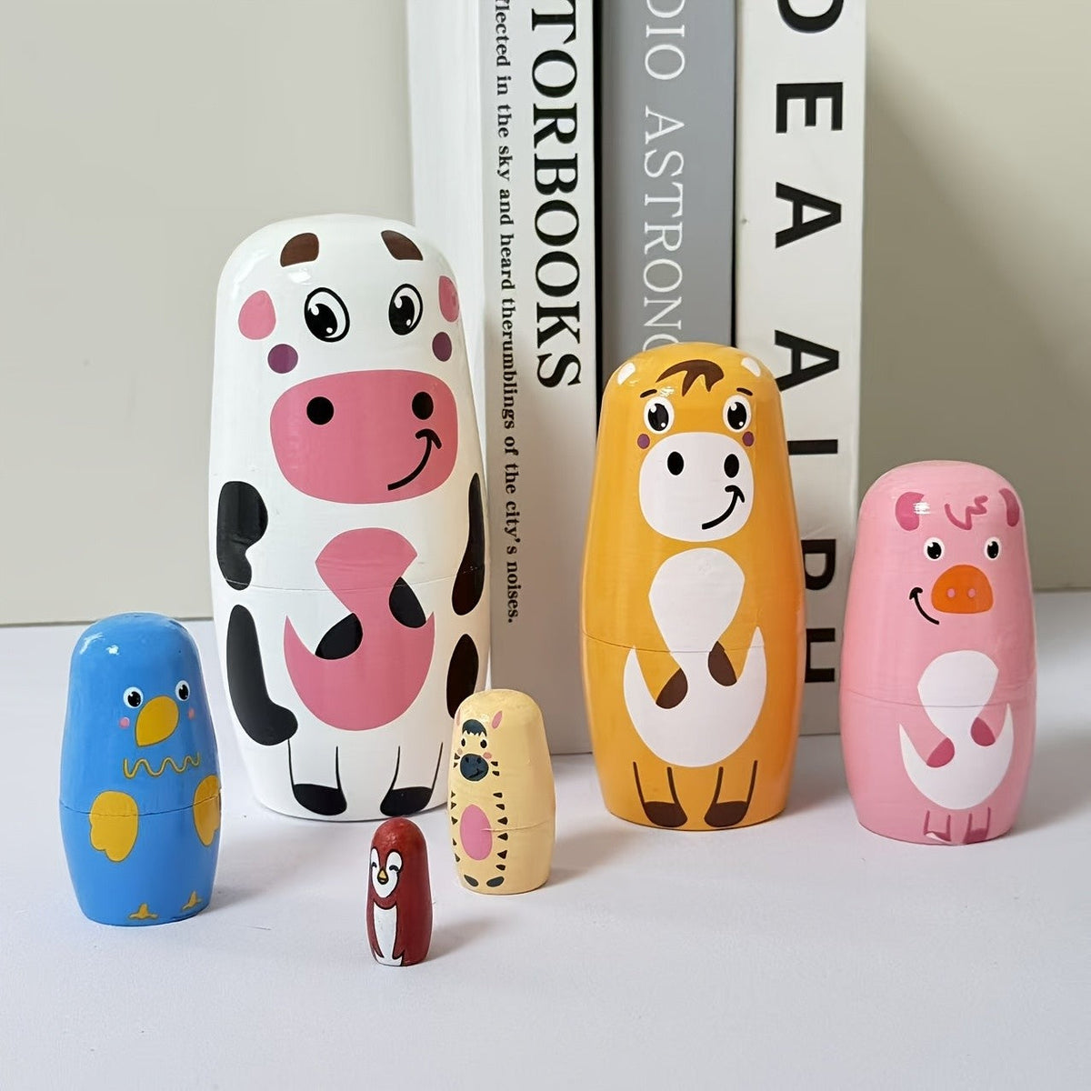 Colorful Farm Animal Nesting Doll Set