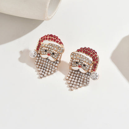 Rhinestone Santa Claus Earrings