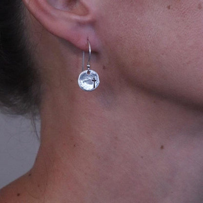 Textured Cross Disc Earrings