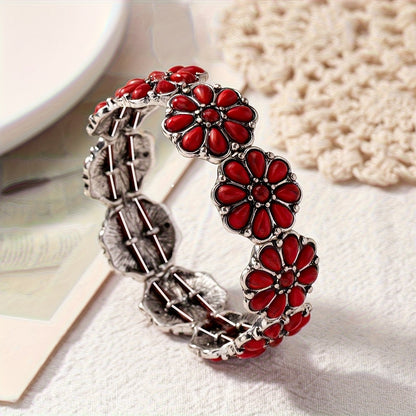 Turquoise Floral Stretch Bracelet