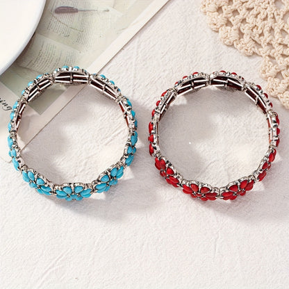 Turquoise Floral Stretch Bracelet