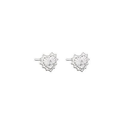 Crystal Flower Heart Stud Earrings