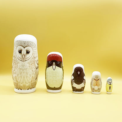Hand Painted Bird Nesting Doll Set