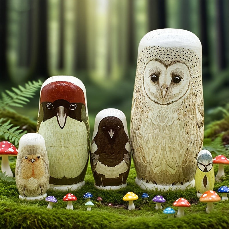 Hand Painted Bird Nesting Doll Set