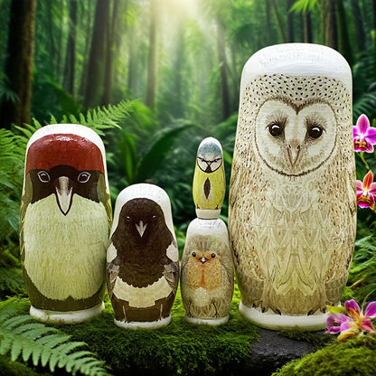 Hand Painted Bird Nesting Doll Set