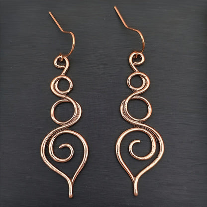 Copper Spiral Wire Earrings