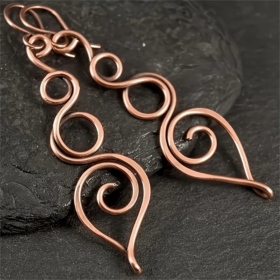 Copper Spiral Wire Earrings