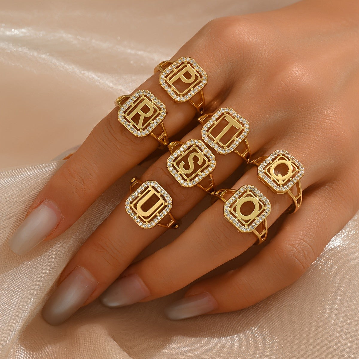 Crystal Initial Square Ring
