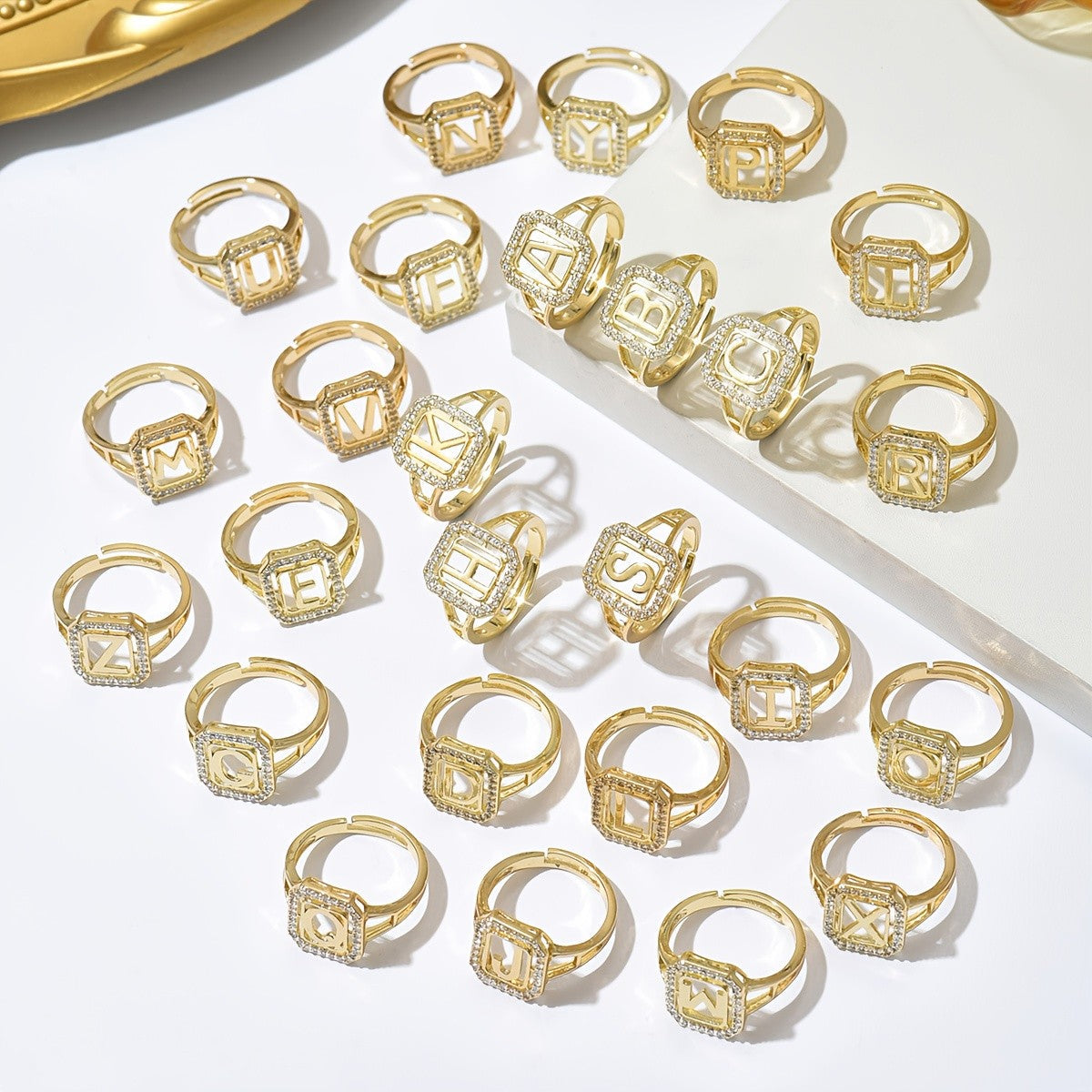 Crystal Initial Square Ring