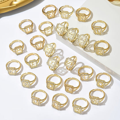 Crystal Initial Square Ring