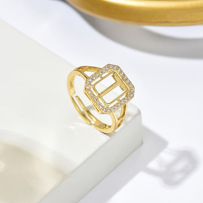 Crystal Initial Square Ring