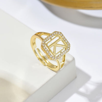 Crystal Initial Square Ring