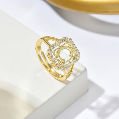Crystal Initial Square Ring