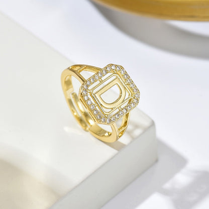 Crystal Initial Square Ring