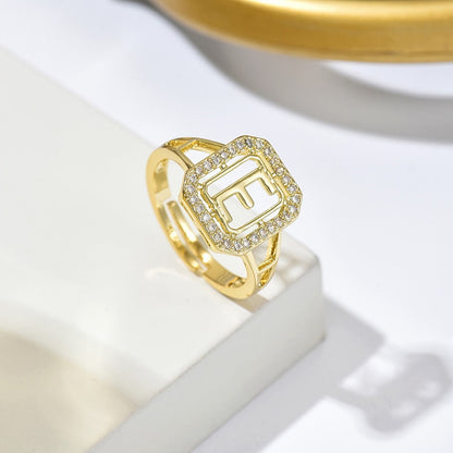 Crystal Initial Square Ring