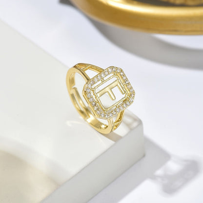 Crystal Initial Square Ring