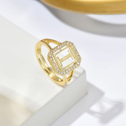 Crystal Initial Square Ring