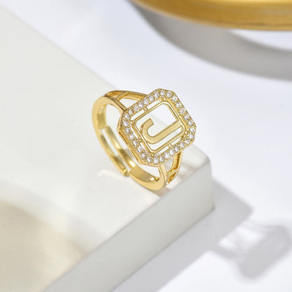 Crystal Initial Square Ring