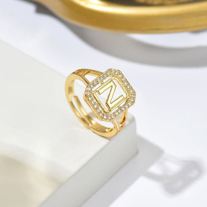 Crystal Initial Square Ring