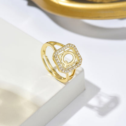 Crystal Initial Square Ring