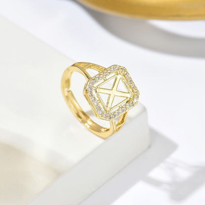 Crystal Initial Square Ring
