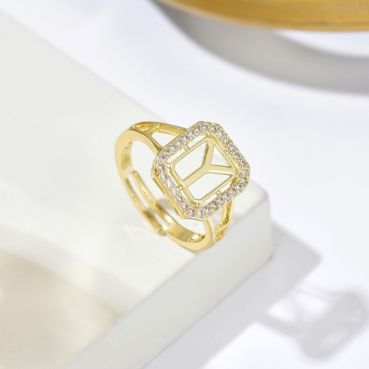Crystal Initial Square Ring