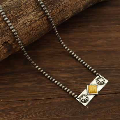 Turquoise Rectangle Bead Necklace