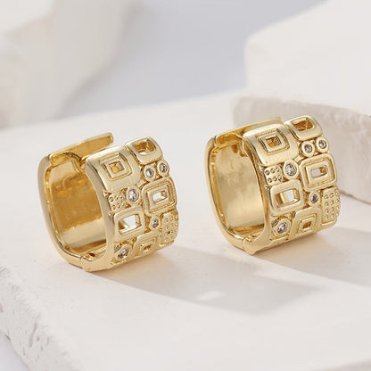Zircon Square Hoop Earrings