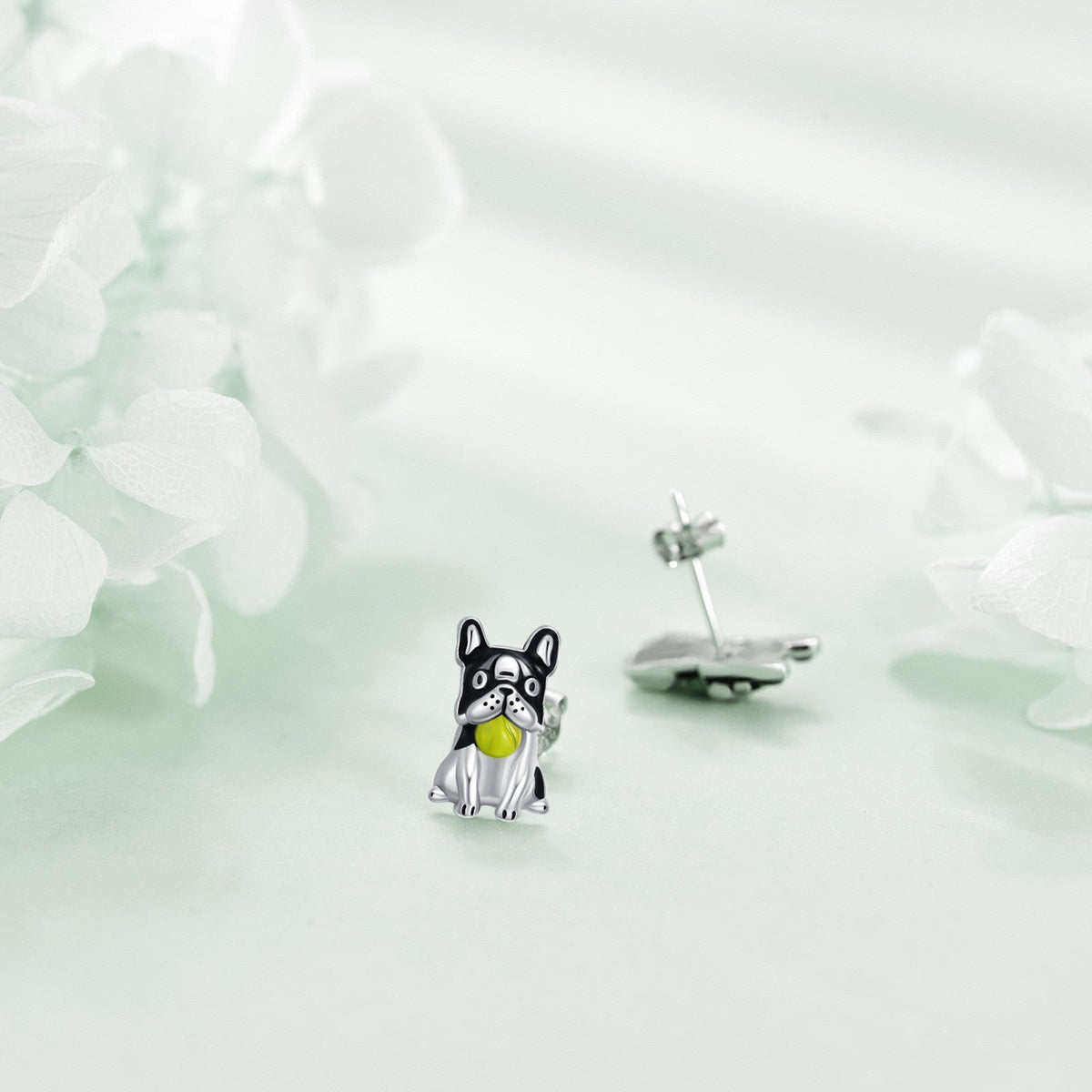 Black Dog Stud Earrings