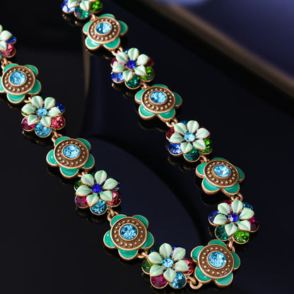 Multicolor Enamel Floral Necklace