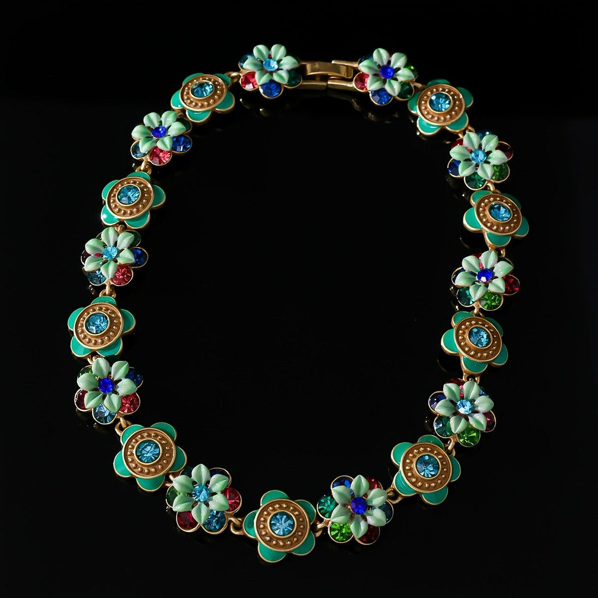 Multicolor Enamel Floral Necklace