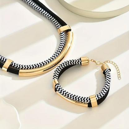 Chevron Collar Necklace & Bracelet Set