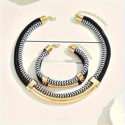 Chevron Collar Necklace & Bracelet Set