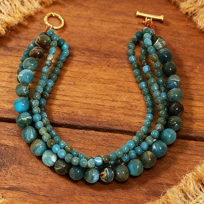 Blue Beaded Hammered Pendant Necklace