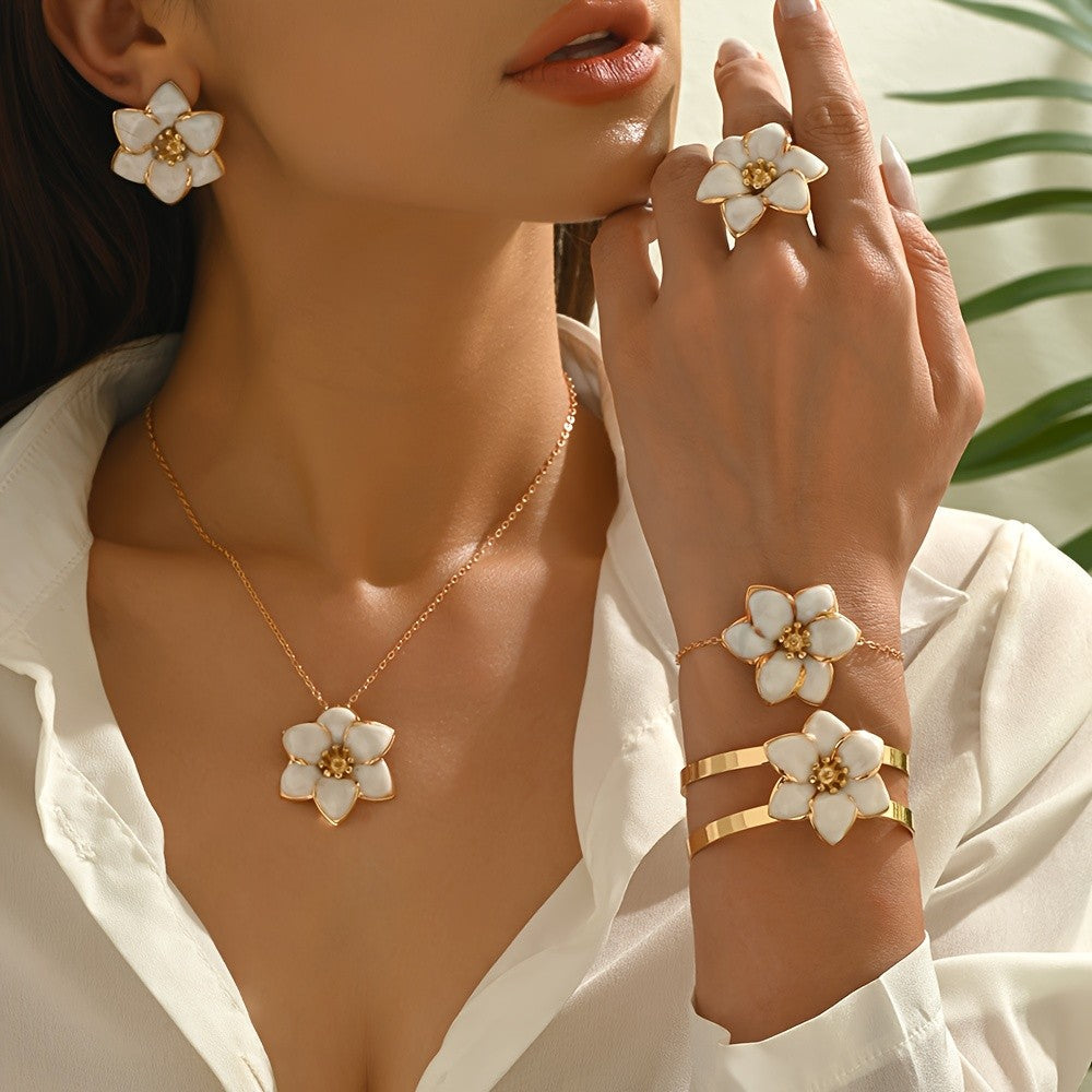 Green Flower Jewelry Set