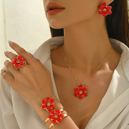 Green Flower Jewelry Set