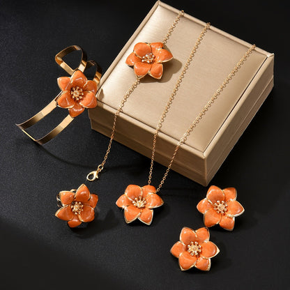 Green Flower Jewelry Set