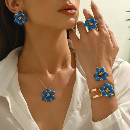 Green Flower Jewelry Set