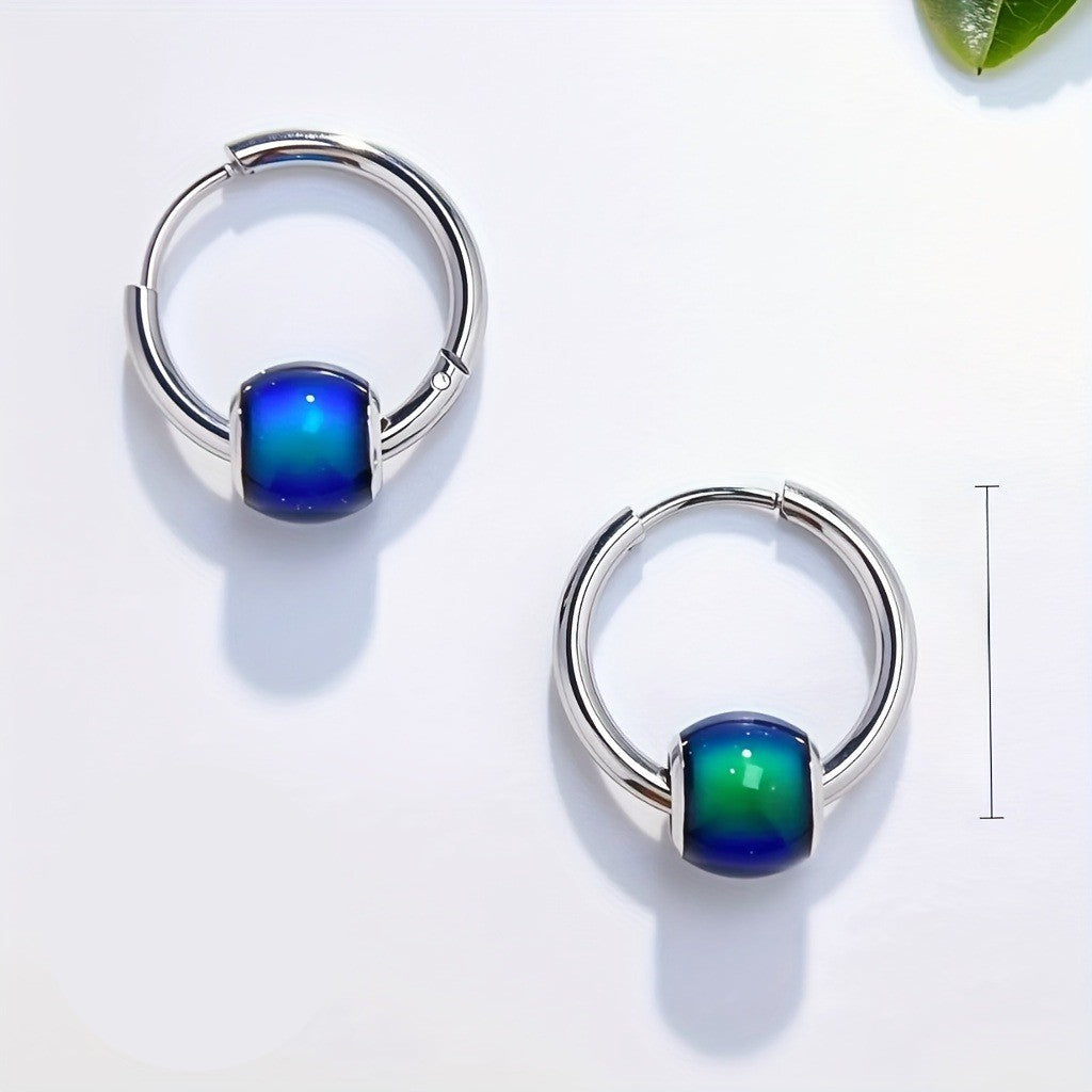 Rainbow Bead Hoop Earrings