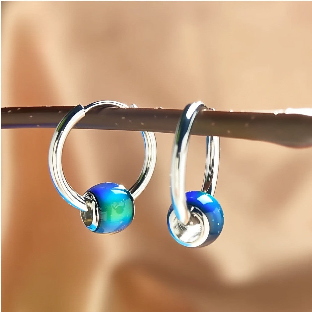 Rainbow Bead Hoop Earrings